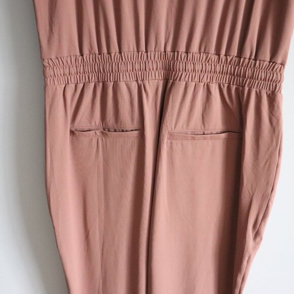 Camber & Grace Women's Sz M Dusty Pink Sleeveless Pocket Stretch Tank Jumpsuit - Picture 4 of 12